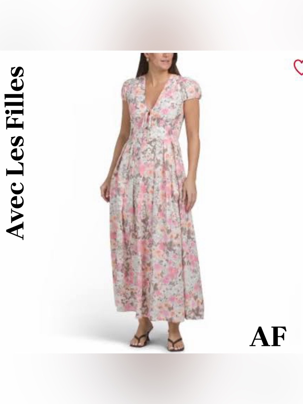 Avec Les Filles Pink Floral Tie-Front Maxi Dress Size 14 NWT